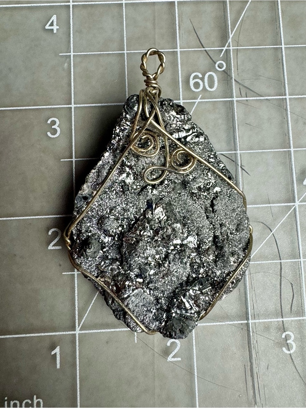 Wire-Wrapped Metallic Druzy Pendant in Silver